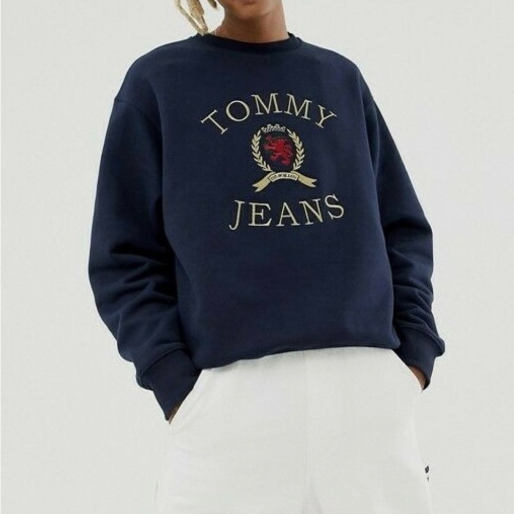 Vintage Tommy Hilfiger Crest Crew Neck Navy Sweatshirt